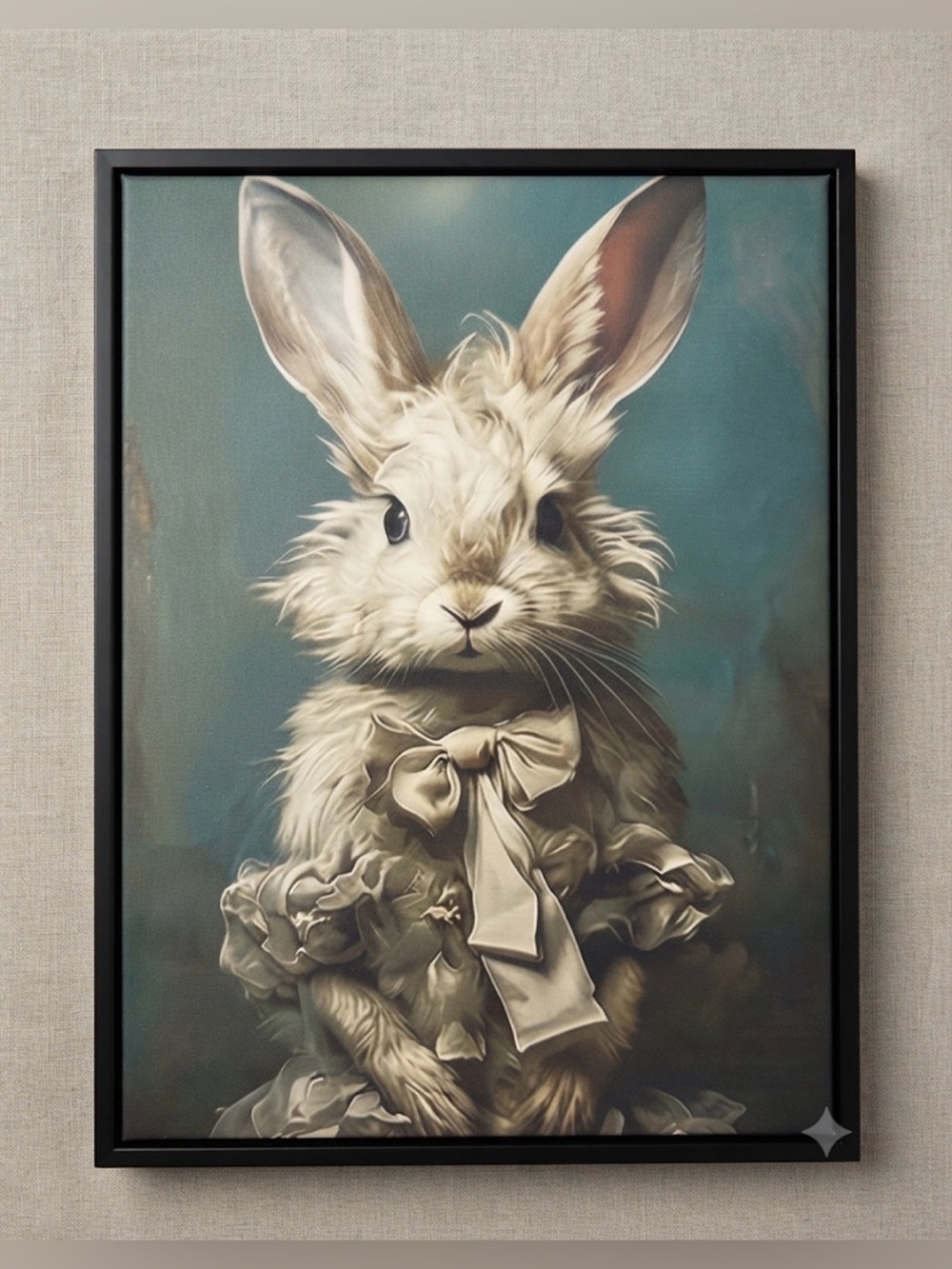 Charming Rabbit Art Print in Black Frame